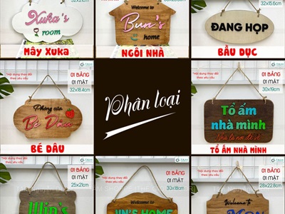 Bảng treo cửa nhiều kiểu đơn giản [Cute - Theo yêu cầu] KT khoảng 30x20cm YC-BANGHIEU-20